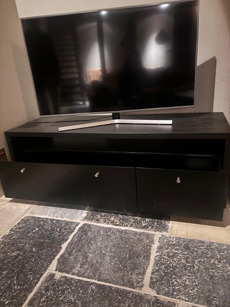 Meuble TV en chêne massif — noir, Maison & Meubles, Strak modern, Moins de 100 cm, 150 à 200 cm, Comme neuf