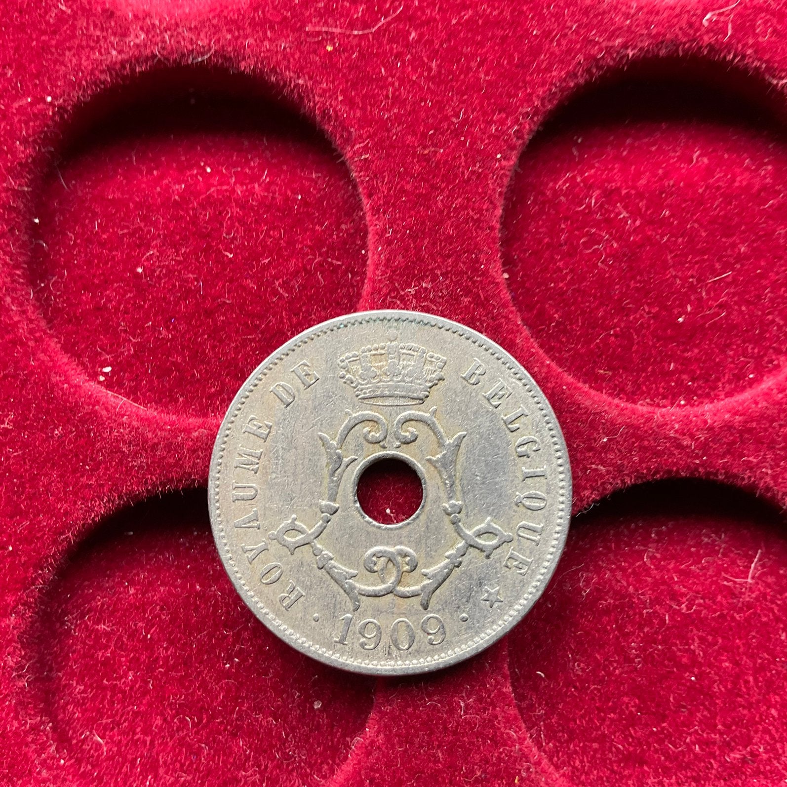 België - 25 c Fr Kon. Leopold II - 1909, Postzegels en Munten, Ophalen of Verzenden, Metaal, Losse munt