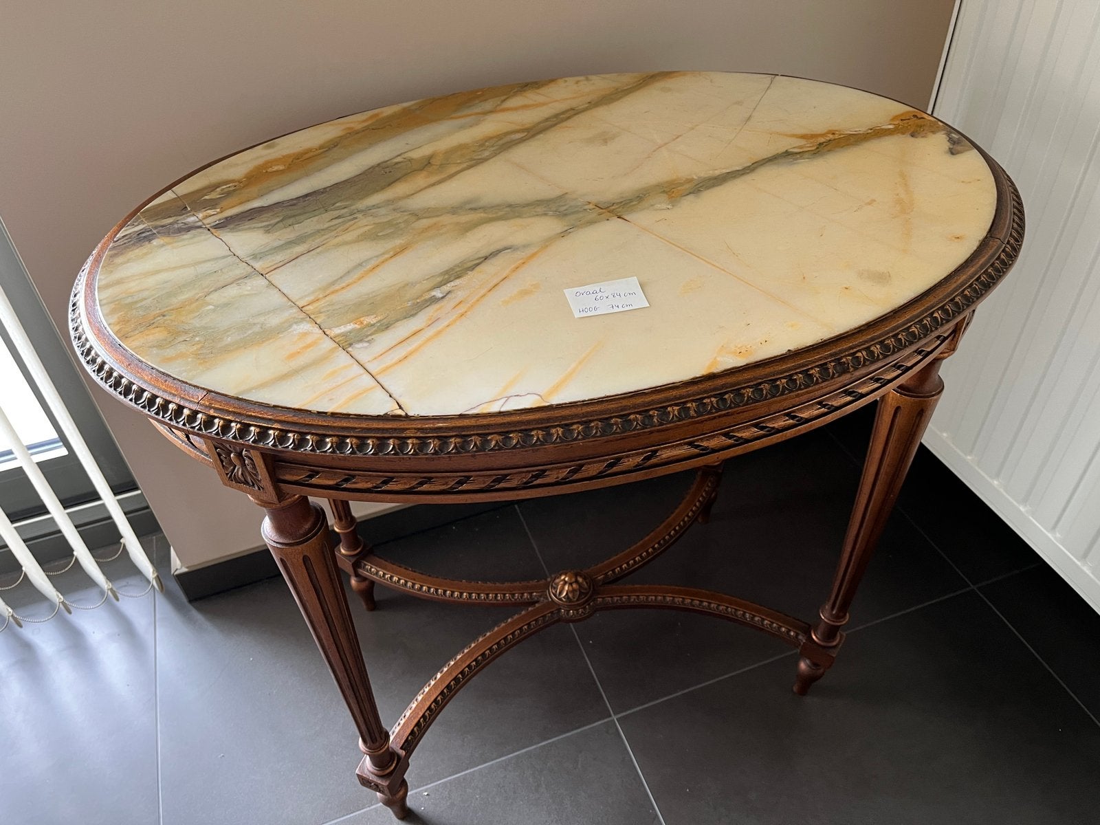 Table d'appoint avec plateau en marbre, Antiquités & Art, Enlèvement