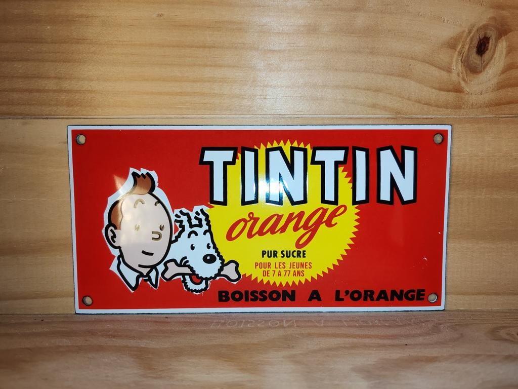 Plaque émaillée Tintin, Enlèvement ou Envoi, Comme neuf, Panneau publicitaire