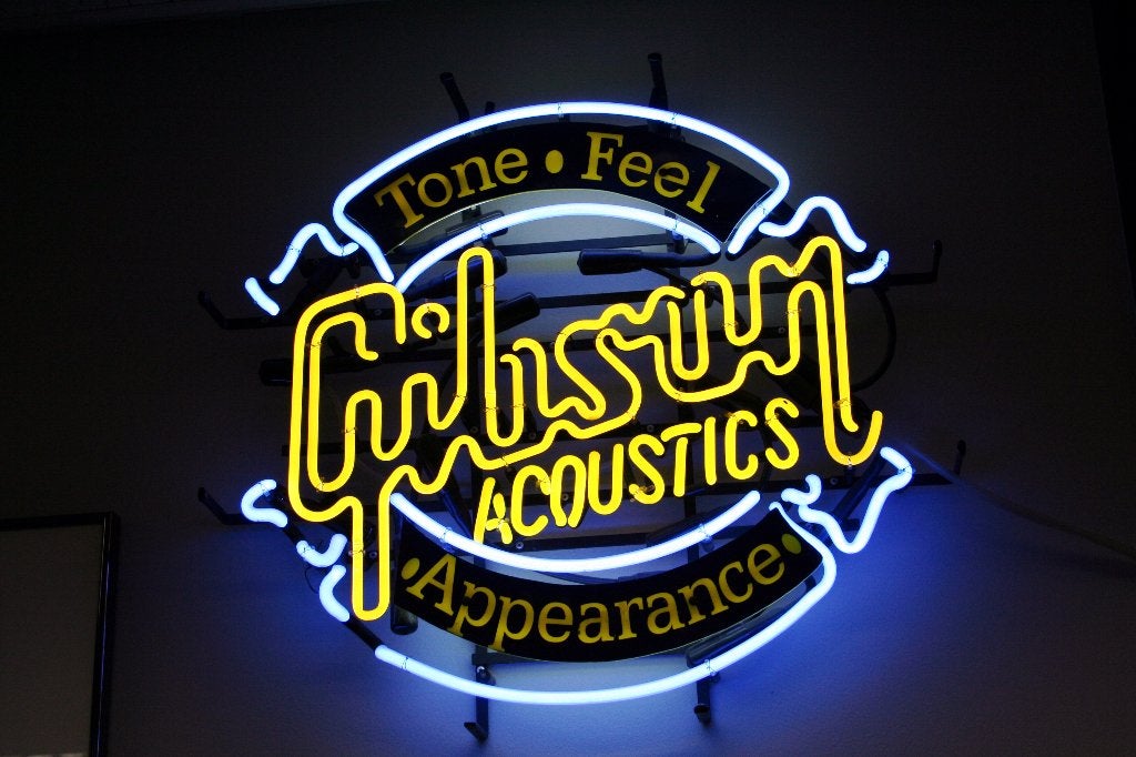 Gibson Guitar Acoustics Neon Sign Light Lamp, Musique & Instruments, Enlèvement, Utilisé, Guitare acoustique