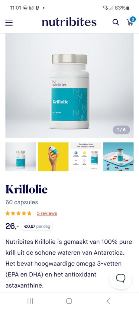 Krillolie omega 3, Ophalen of Verzenden
