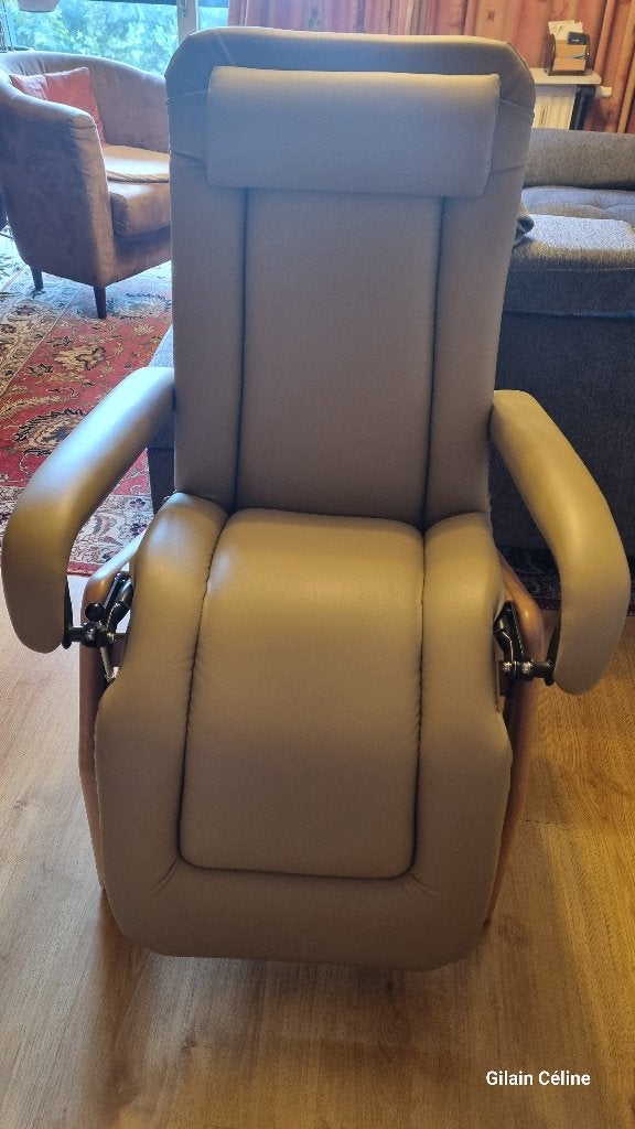 Fauteuil van hoge kwaliteit van leer en hout, Ophalen, Nieuw, Hout