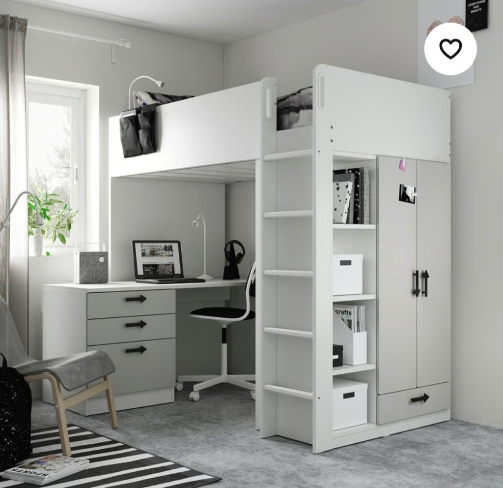 Lit mezzanine + bureau + armoire intégrés, Ophalen, Gebruikt, Hoogslaper
