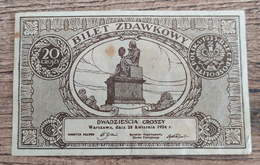 20 Groszy (20 Groszy) (0.20) Billet Zdawkowy 1924 - Polande, Enlèvement ou Envoi, Pologne, Billets en vrac