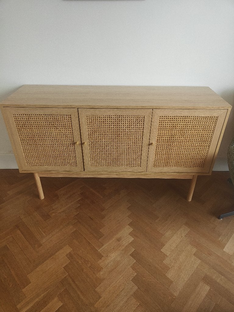 JYSK Dressoir 3 deuren warm eikenhout, Ophalen, 100 tot 150 cm, Eikenhout, Zo goed als nieuw