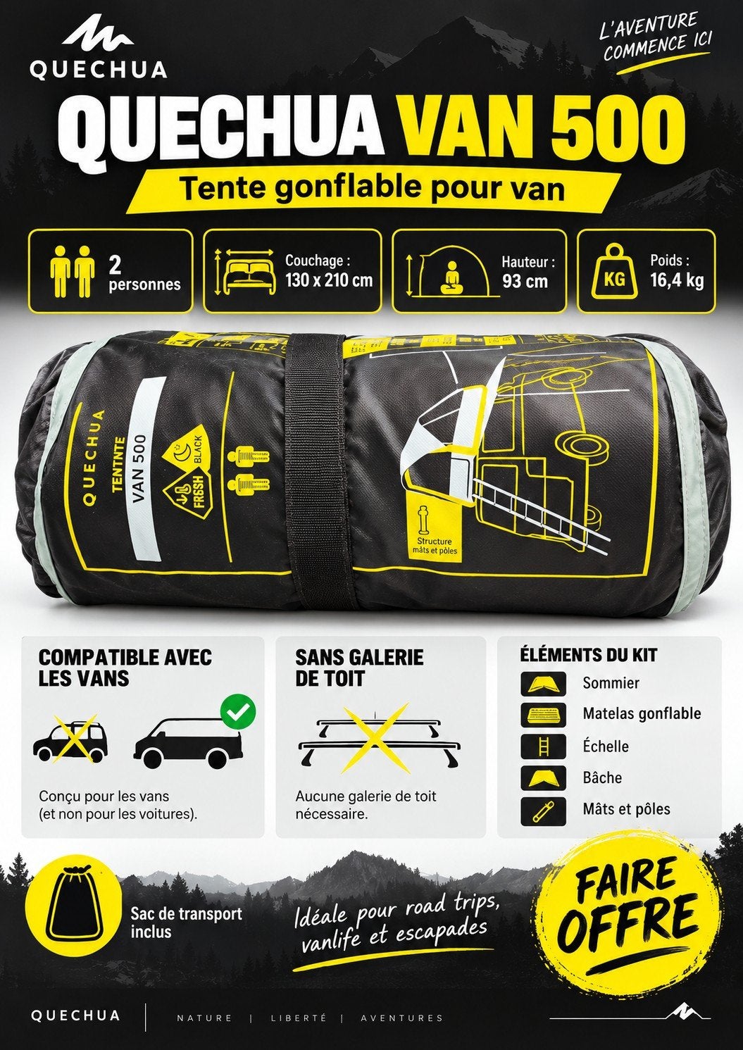 tente de toit, Enlèvement ou Envoi, Comme neuf