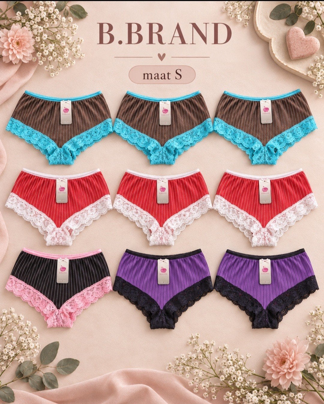 B.Brand 9x Nieuwe Slips ook per 3 te koop - Maat S, Kleding | Dames, B.Brand, Ophalen of Verzenden, Overige kleuren, Slip