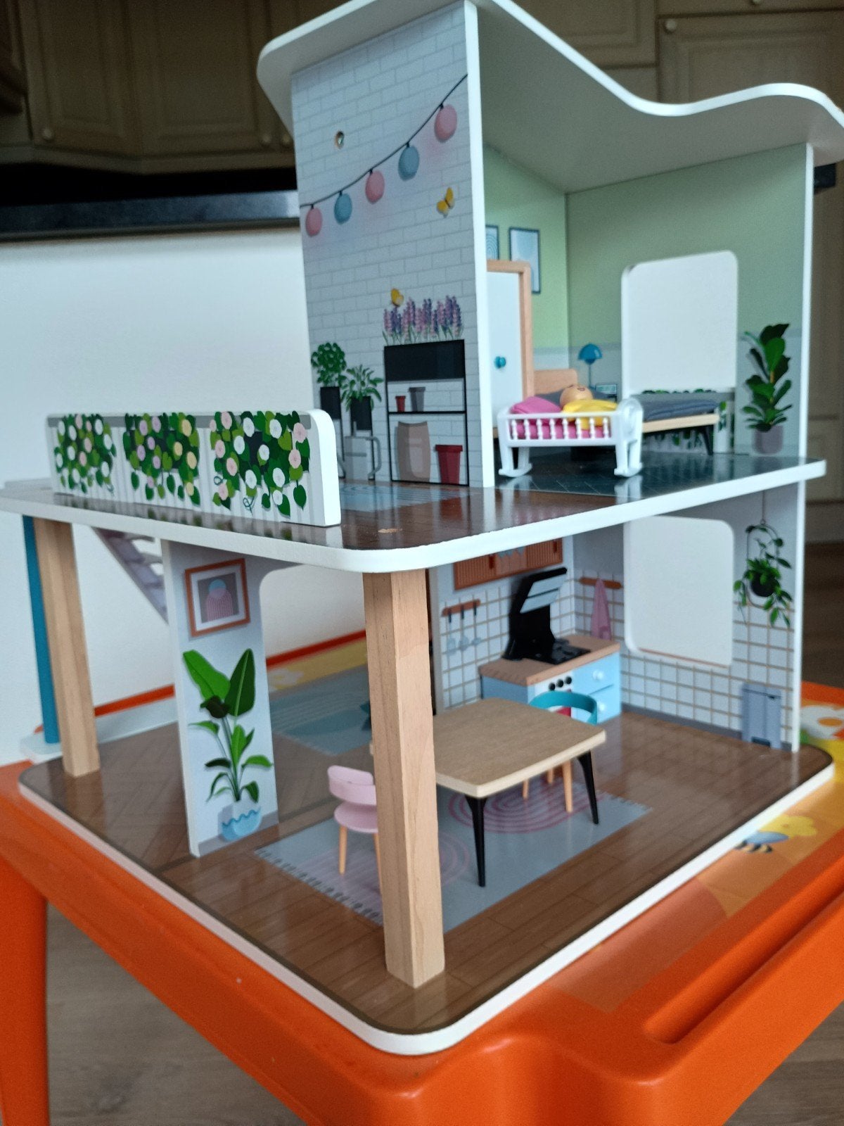 Poppenhuis met meubeltjes 45x40x40, Huis en Inrichting, Ophalen