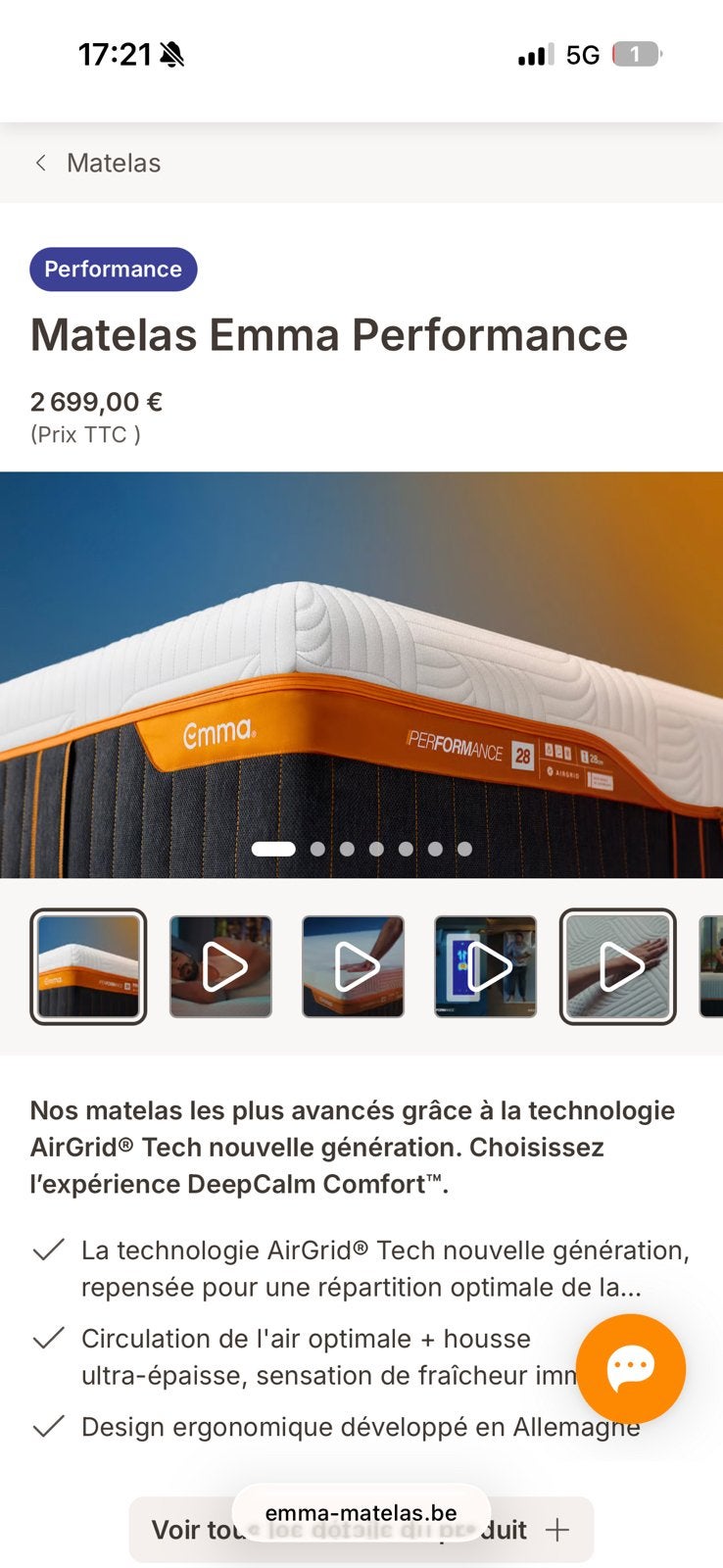 Matelas Emma Performance 28 — 180x200, Neuf, Matelas, Enlèvement, 180 cm