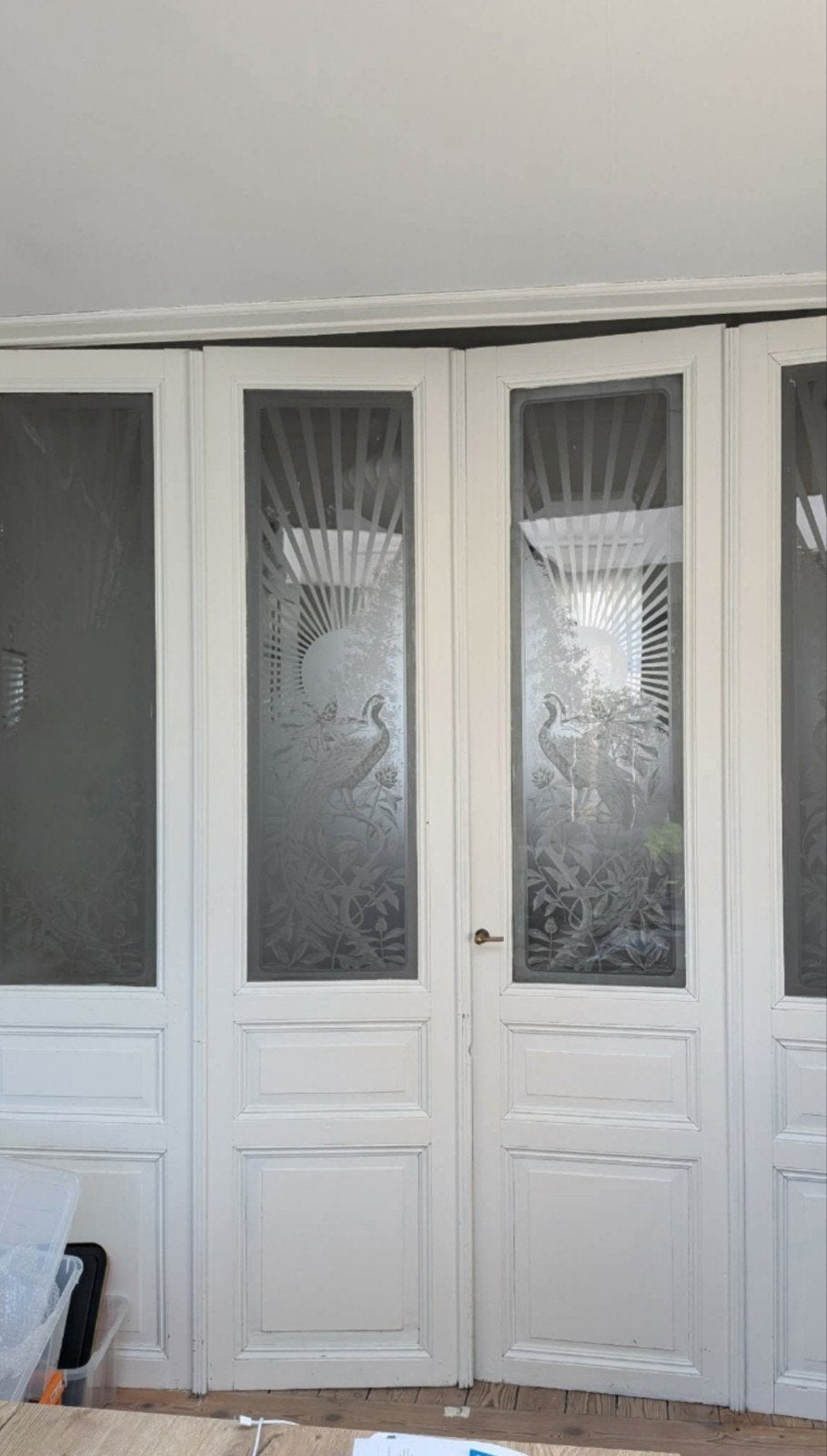 4 slag met geëtst glas, Ophalen, Glas