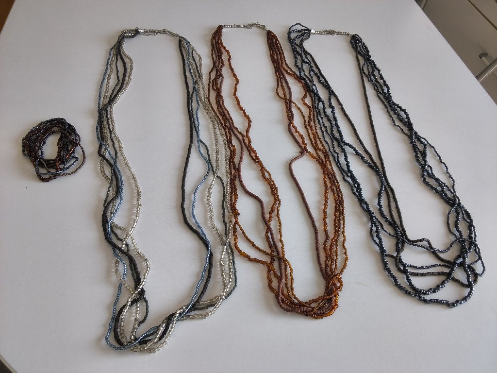 3 colliers longs réglables + bracelets pierres naturelles, Bijoux, Sacs & Beauté, Colliers, Enlèvement ou Envoi, Comme neuf, Pierre ou Minéral
