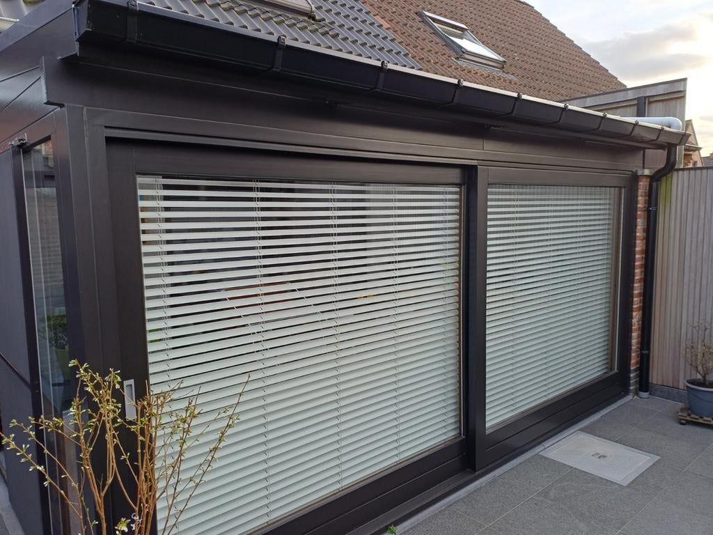 Groot schuifraam 4.5 x 2.1 GERESERVEERD, Doe-het-zelf en Bouw, Ophalen, Zo goed als nieuw, Inclusief glas, Schuifpui
