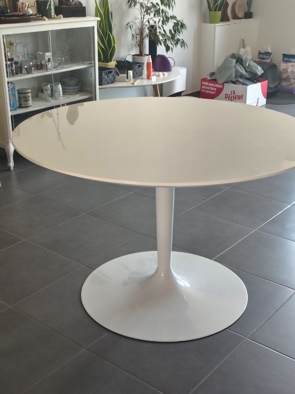 Ronde eettafel, Italiaans design (zonder stoelen), Enlèvement, Comme neuf, Italiaans