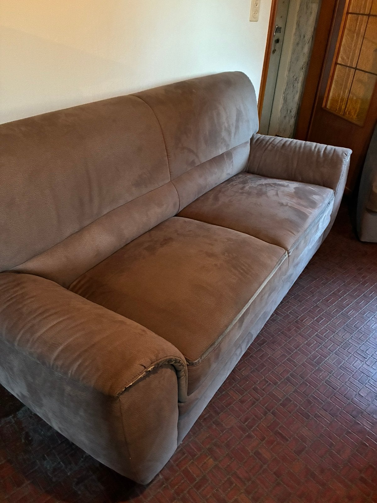 Salon grote zetel en kleine zetel, Huis en Inrichting, Ophalen, Gebruikt, Rechte bank, 200 tot 250 cm
