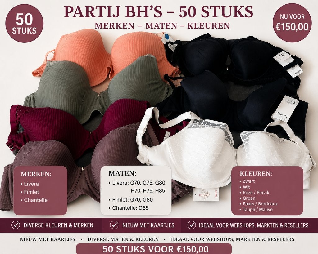 Restpartij MERK BH`s , grote cupmaten 50 stuks, Kleding | Dames, Ondergoed en Lingerie, Livera, Chantelle, Ophalen of Verzenden