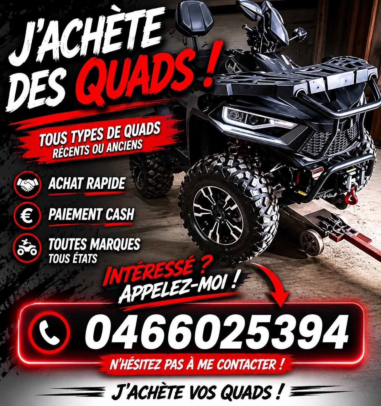 J'ACHETE TOUT LE TYPE DES QUADE DAN TOUT REGIONE BELGIQ