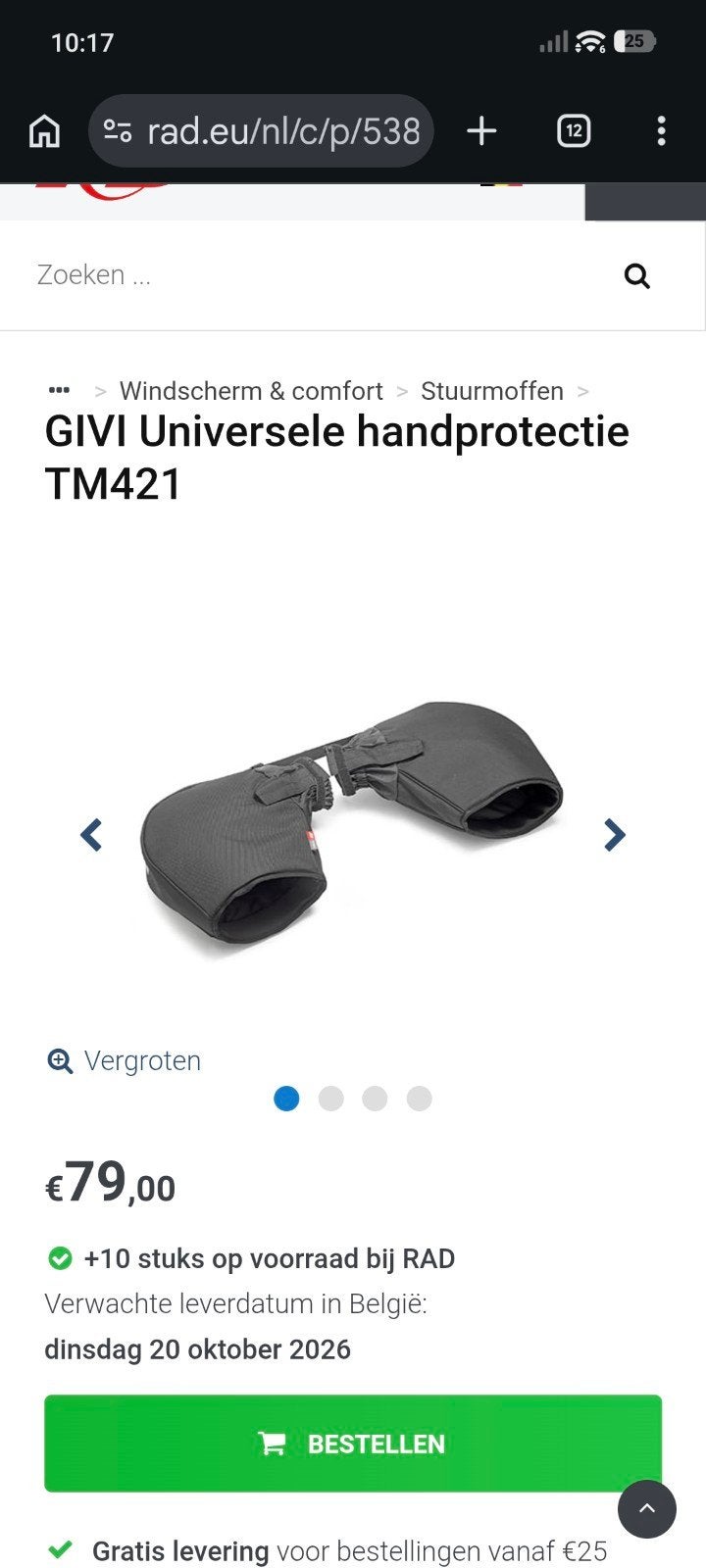 Handmoffen GIVI, Motoren, Ophalen