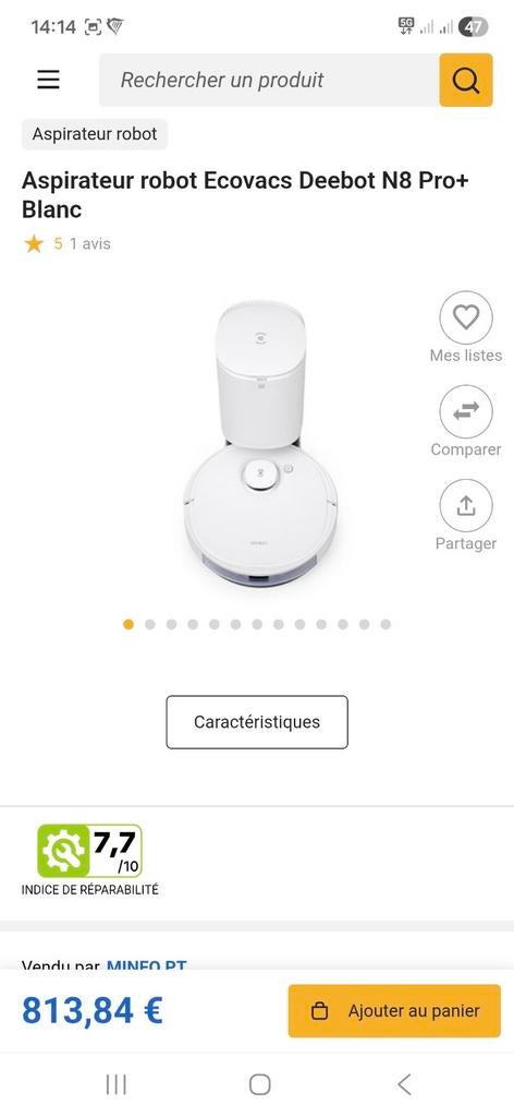 Aspirateur robot  Ecovacs DEEBOT N8  PRO+, Electroménager, Aspirateur