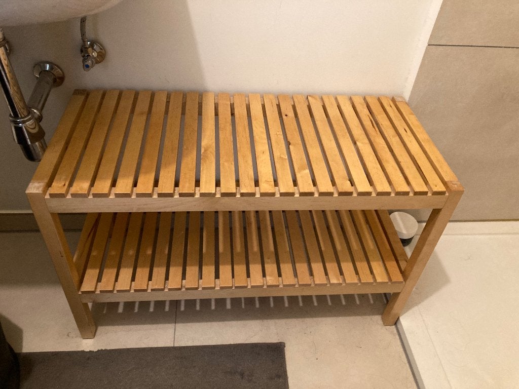 Banc/meuble de salle de bain en bambou, 25 à 50 cm, Moins de 100 cm, Enlèvement, Utilisé