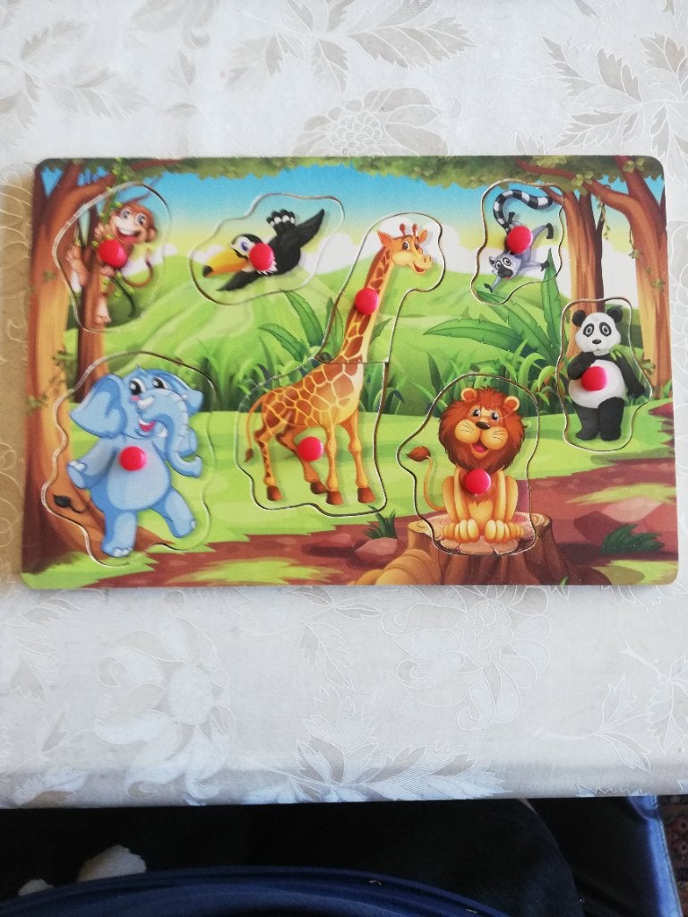 houten inlegpuzzel wilde dieren, Kinderen en Baby's, Ophalen of Verzenden, Zo goed als nieuw, Van hout, Minder dan 10 stukjes
