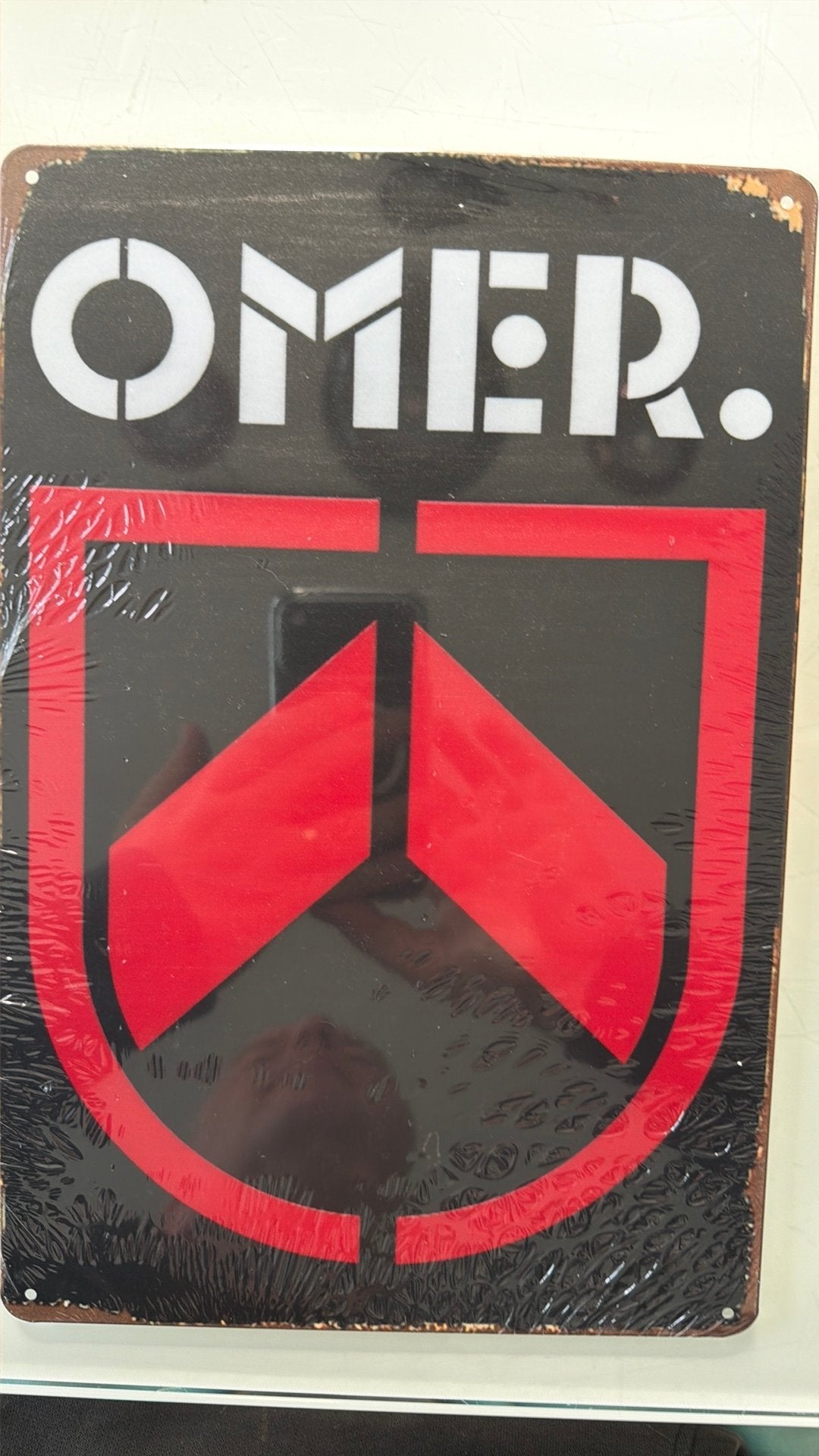 Metalen reclamebord Omer logo - retro vintage mancave, Ophalen of Verzenden, Nieuw, Reclamebord, Plaat of Schild, Overige merken