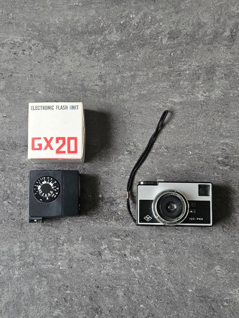 Vintage Agfa Iso-Pak camera + GX20 flitser set, TV, Hi-fi & Vidéo, Appareils photo analogiques, Compact, Enlèvement