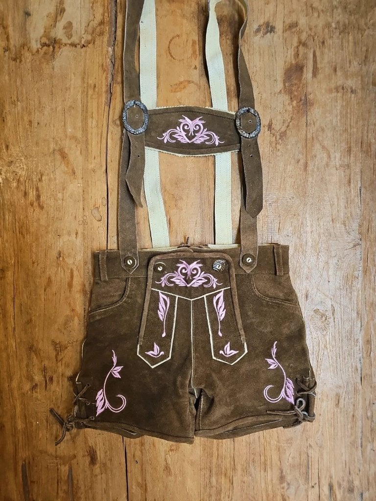 Lederhosen dames bruin roze, Kleding | Dames, Bruin, Ophalen of Verzenden, Zo goed als nieuw, Maat 34 (XS) of kleiner