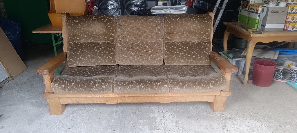 Antiek oude eiken zetel, Ophalen, Gebruikt, 150 tot 200 cm, Driepersoons