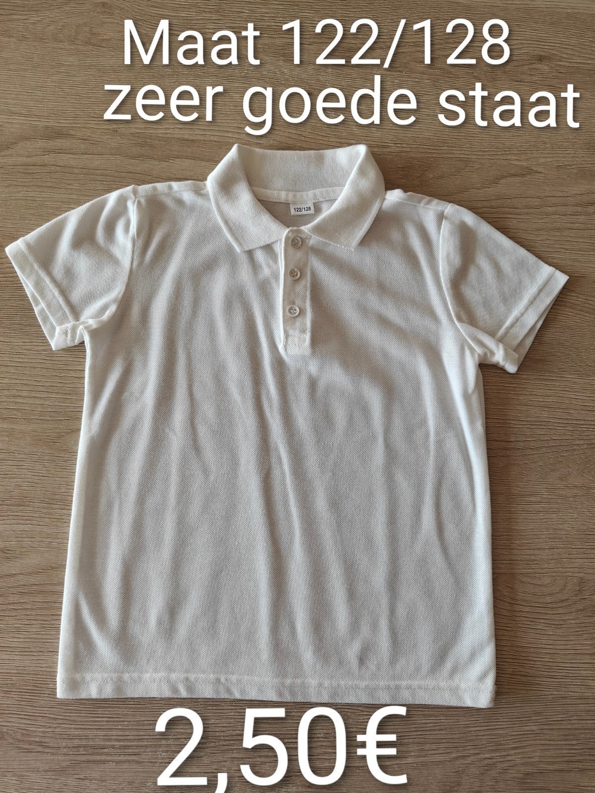Polo wit jongen zeer goede staat - maat 122/128, Kinderen en Baby's, Ophalen of Verzenden, Zo goed als nieuw, Jongen, Shirt of Longsleeve