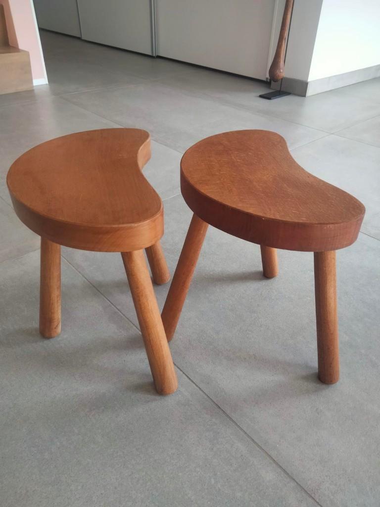 Setprijs vintage kidney shaped houten krukje bedside tables, Ophalen of Verzenden, Huis en Inrichting