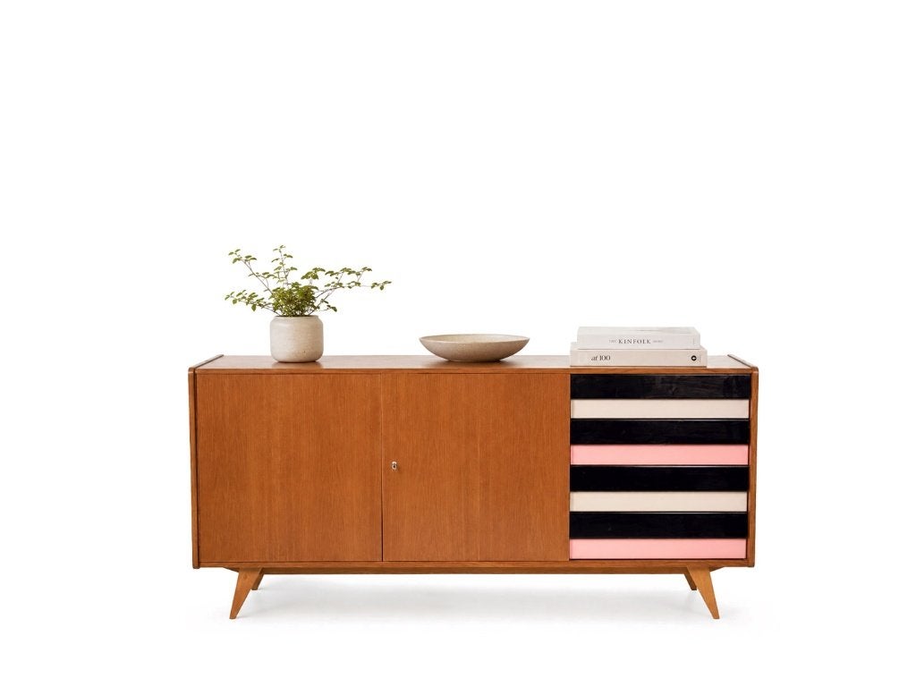 Vintage design dressoirs | Collectie van Frümel, Huis en Inrichting, Kasten | Dressoirs, Ophalen, 150 tot 200 cm, 25 tot 50 cm