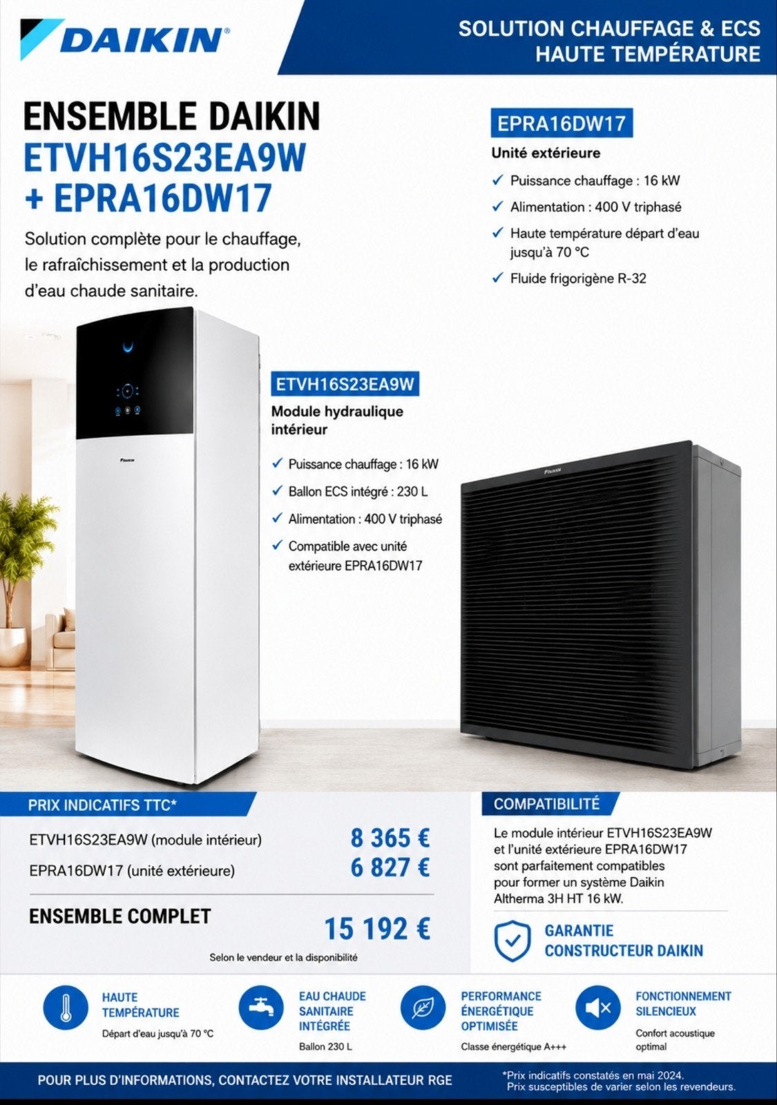 Nieuwe daikin altherma 16kw driefasige warmtepomp