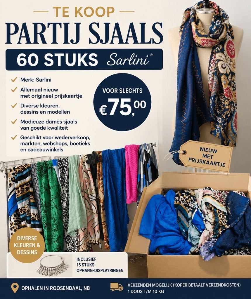 Partij 60 Sarlini  sjaals nieuw met kaartje, Sarlini, Ophalen of Verzenden, Nieuw, Sjaal