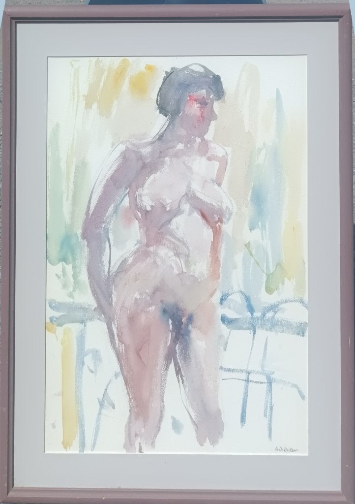 Albert De Deken (1915-2003) Staand Naakt (74 x 94 cm), Antiquités & Art, Enlèvement, Signé, Aquarelle