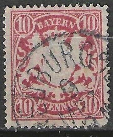 Bayern 1876/1878 - Yvert 41 - Staatswapen - 10 p. (ST), Postzegels en Munten, Verzenden, Gestempeld