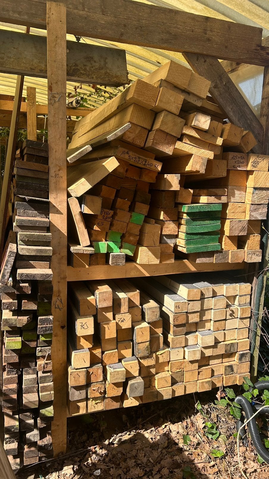 Houten balken verschillende maten, Ophalen