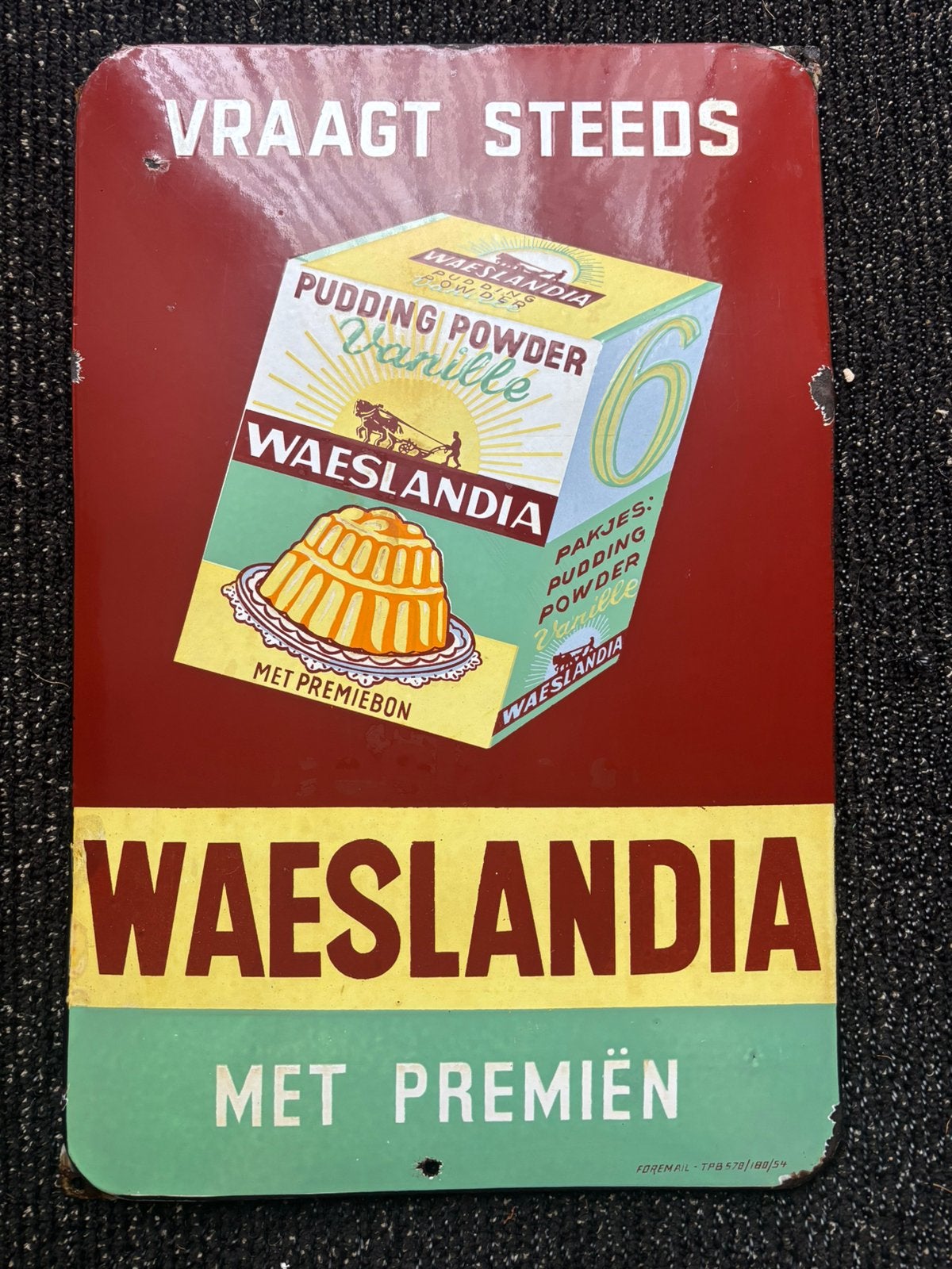 Emaille Reclamebord Waeslandia, Ophalen of Verzenden, Gebruikt, Reclamebord