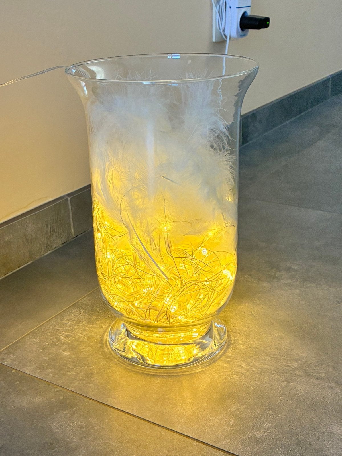 Decoratie glas met lichtjes, Huis en Inrichting, Woonaccessoires | Vazen, Ophalen, Zo goed als nieuw, Glas