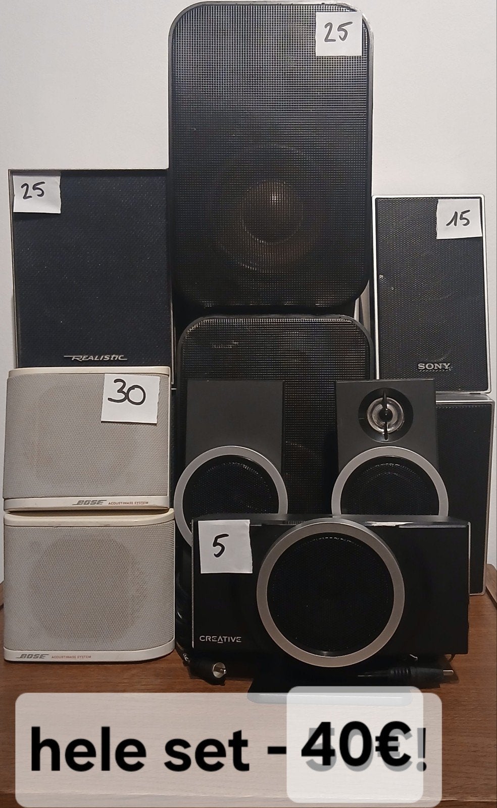 partij luidsprekers (Bose, Sony, Realistic, Creative), Enlèvement, Kit d'enceintes, Bose