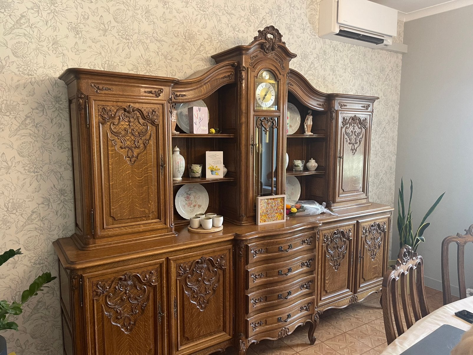 Eiken eetkamer “Louis XV”, Maison & Meubles, Salles à manger complètes, Enlèvement, Utilisé, Louis XV, 4 à 6 chaises