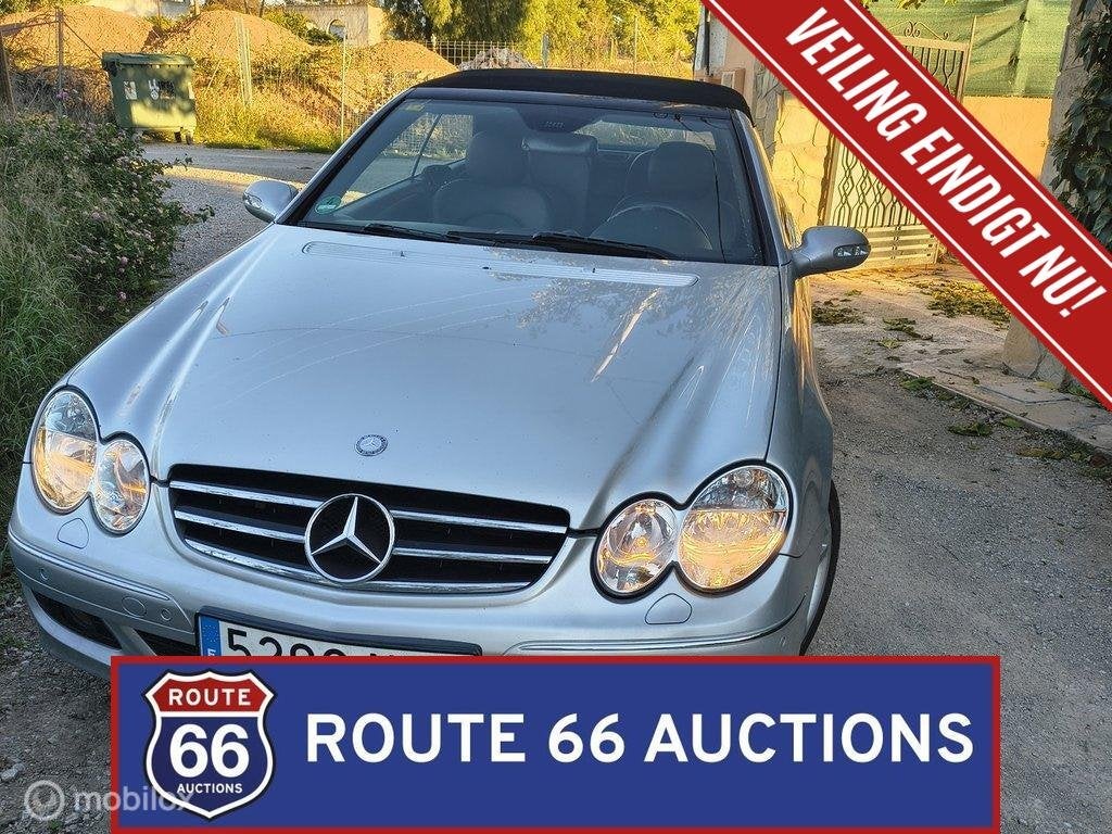 Mercedes-Benz CLK 200 Cabriolet | 2007 | Route 66 Auctions, Auto's, Mercedes-Benz, Gebruikt, Zwart, Bedrijf, Handgeschakeld