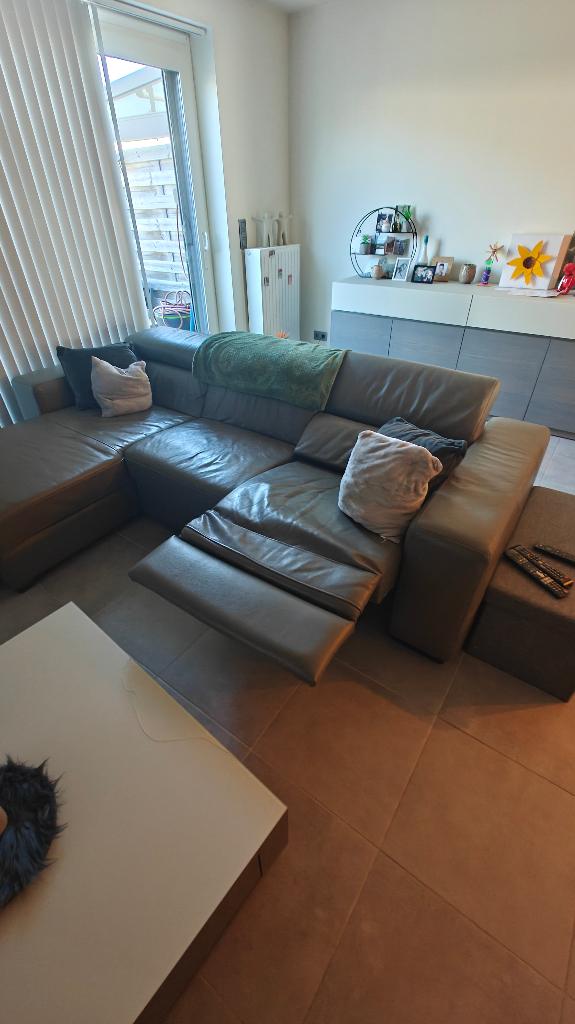 Zetel met relax, Ophalen, Gebruikt, Driepersoons, Leer