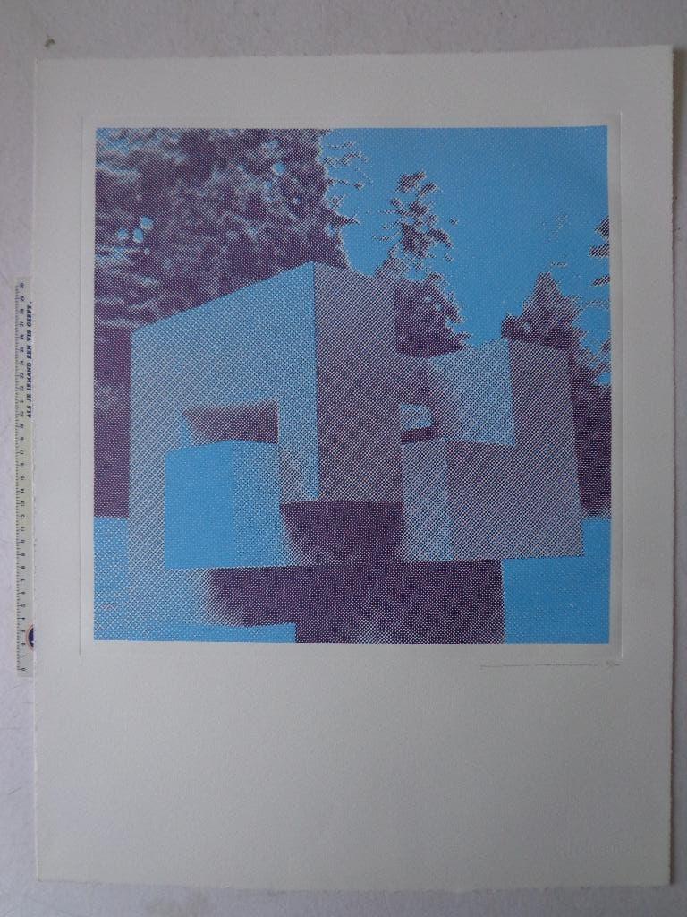 geometrisch constructivistische zeefdruk van Piet Bekaert, Antiek en Kunst, Kunst | Litho's en Zeefdrukken, Ophalen of Verzenden