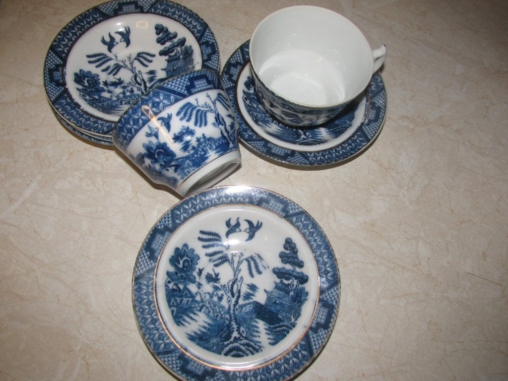 Tasses et sous tasses porcelaine anglaise bleu vintage, Antiquités & Art, Enlèvement