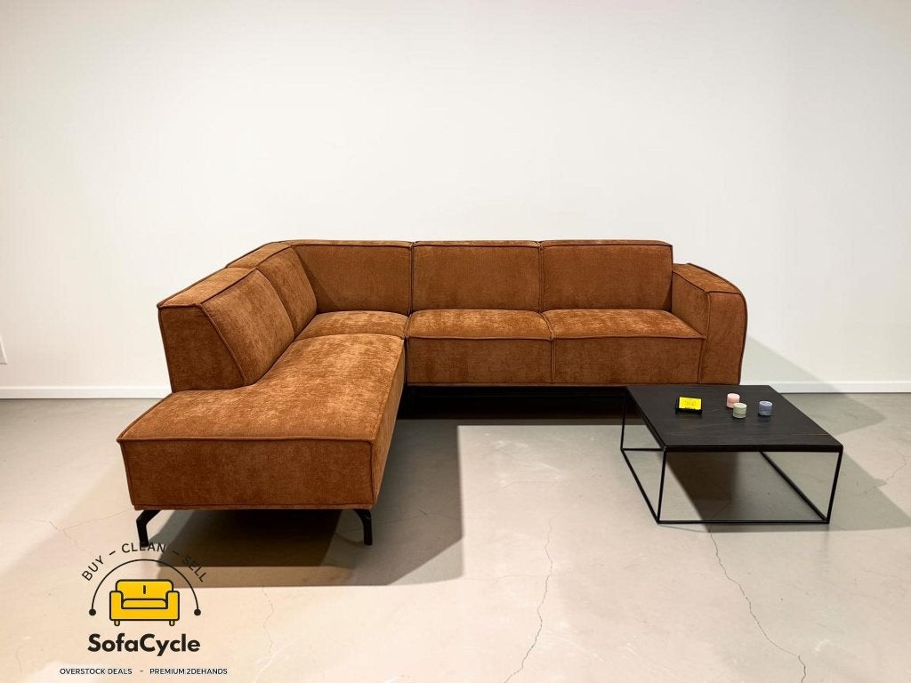 Chaise d'angle Calvaro en tissu brun rouille, angle R, Neuf, Enlèvement ou Envoi, SofaCycle VOF, Info@sofacycle.be