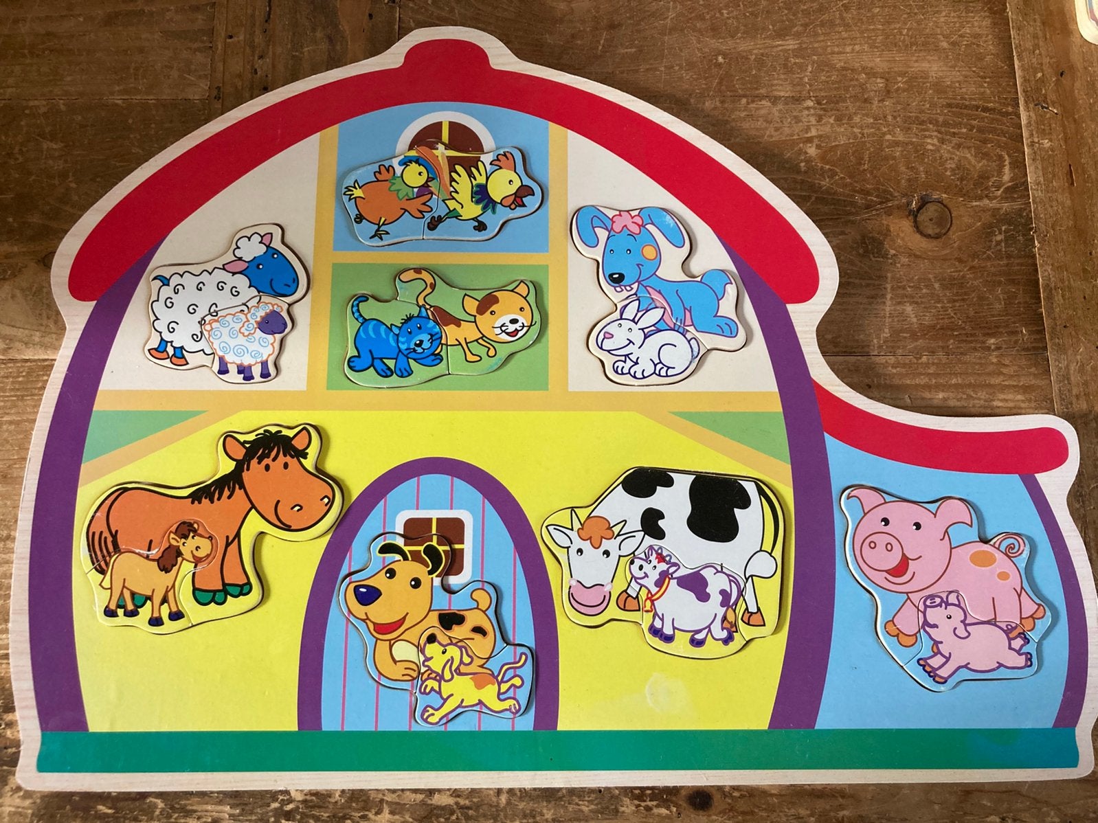 Houten legpuzzel boerderij dieren, Ophalen, Zo goed als nieuw