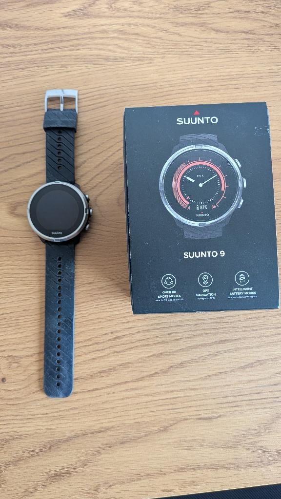 Sporthorloge Suunto 9, Zwart, Ophalen of Verzenden, Zo goed als nieuw, Suunto