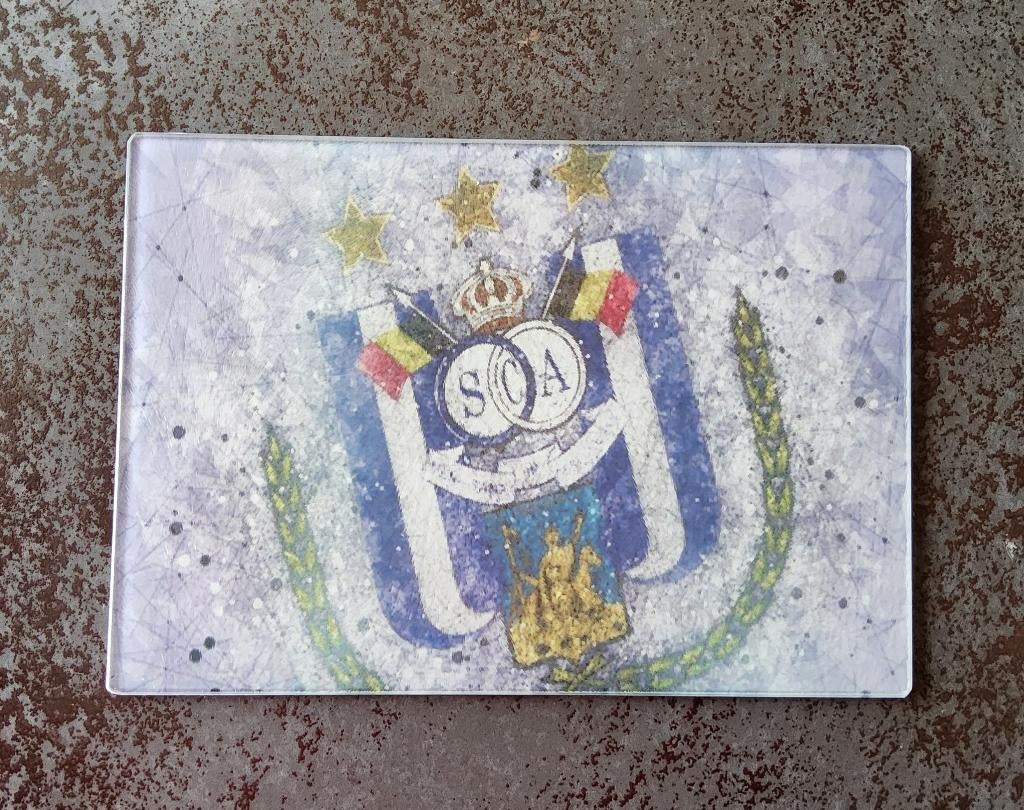 Glasplaat sporting club Anderlecht, Enlèvement ou Envoi, Comme neuf, Affiche, Image ou Autocollant