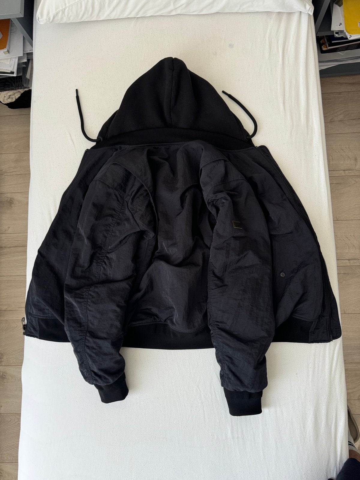 Superdry Machined bomber jacket zwart, Kleding | Heren, Jassen | Winter, Verzenden, Zo goed als nieuw, Overige maten, Zwart